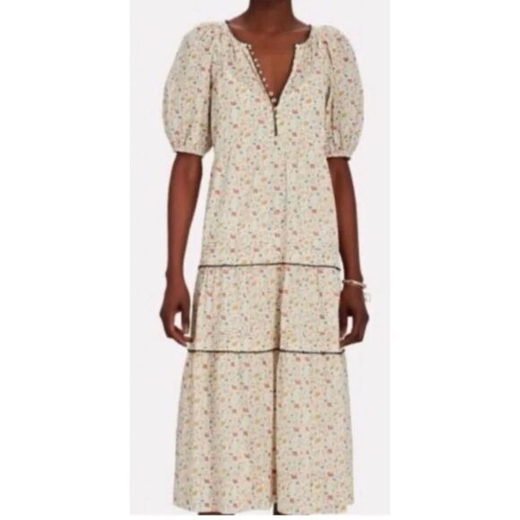 THE GREAT. Pastel Floral Whip Stitched Ravine Dress Size 1 (Small ) - Picture 4 of 12